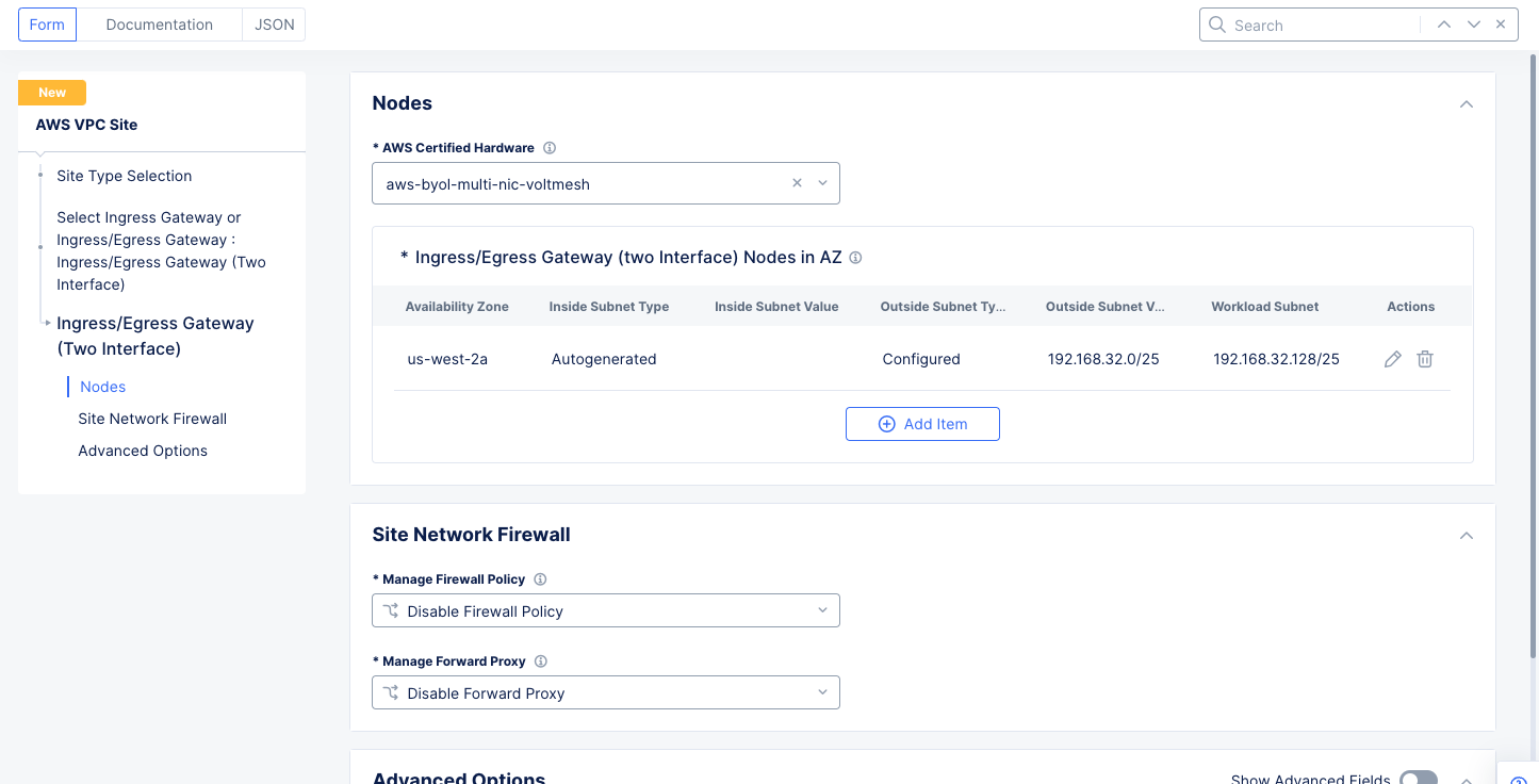Figure: Ingress/Egress Gateway Nodes Configuration