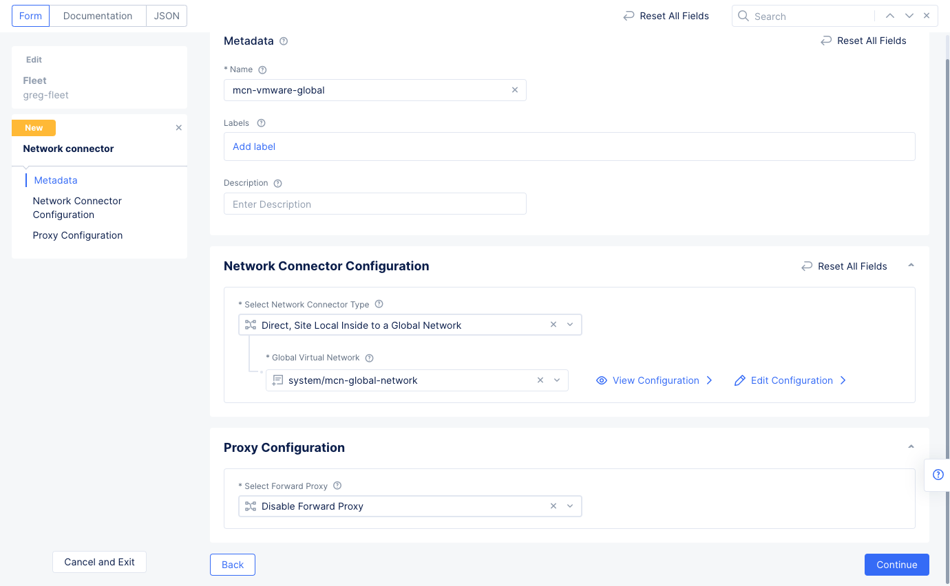 Figure: Network Connector Configuration