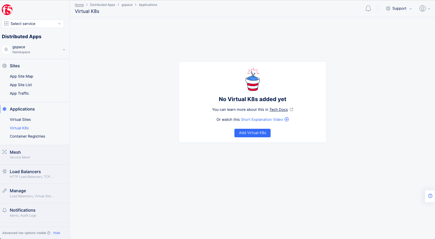 Figure: Navigate to vK8s Creation