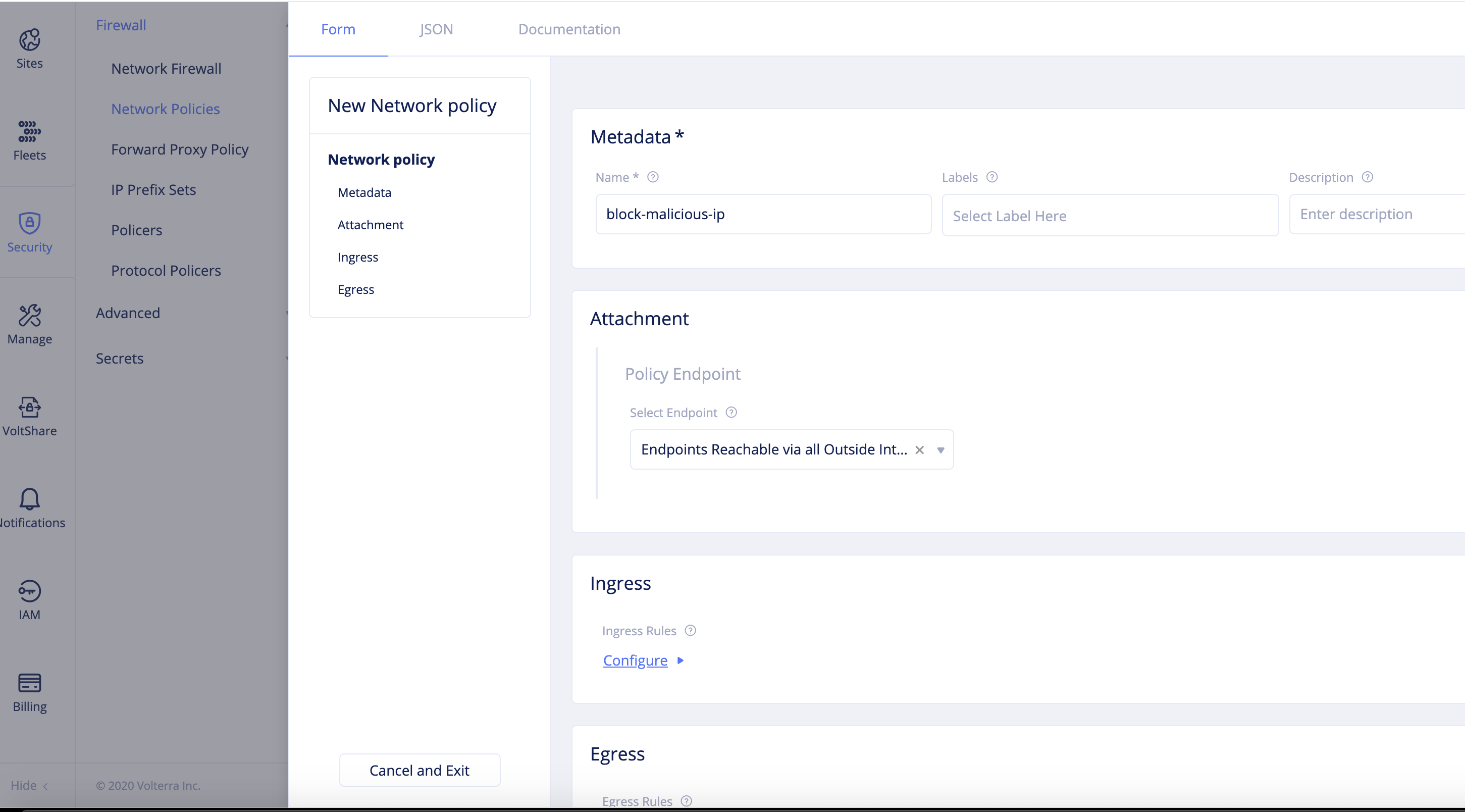Figure: Network Policy Endpoint Configuration