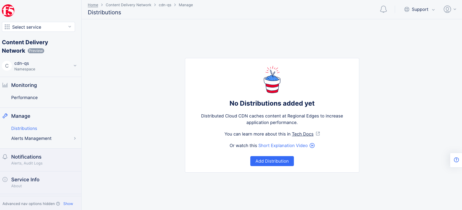 Figure: CDN Distributions Page