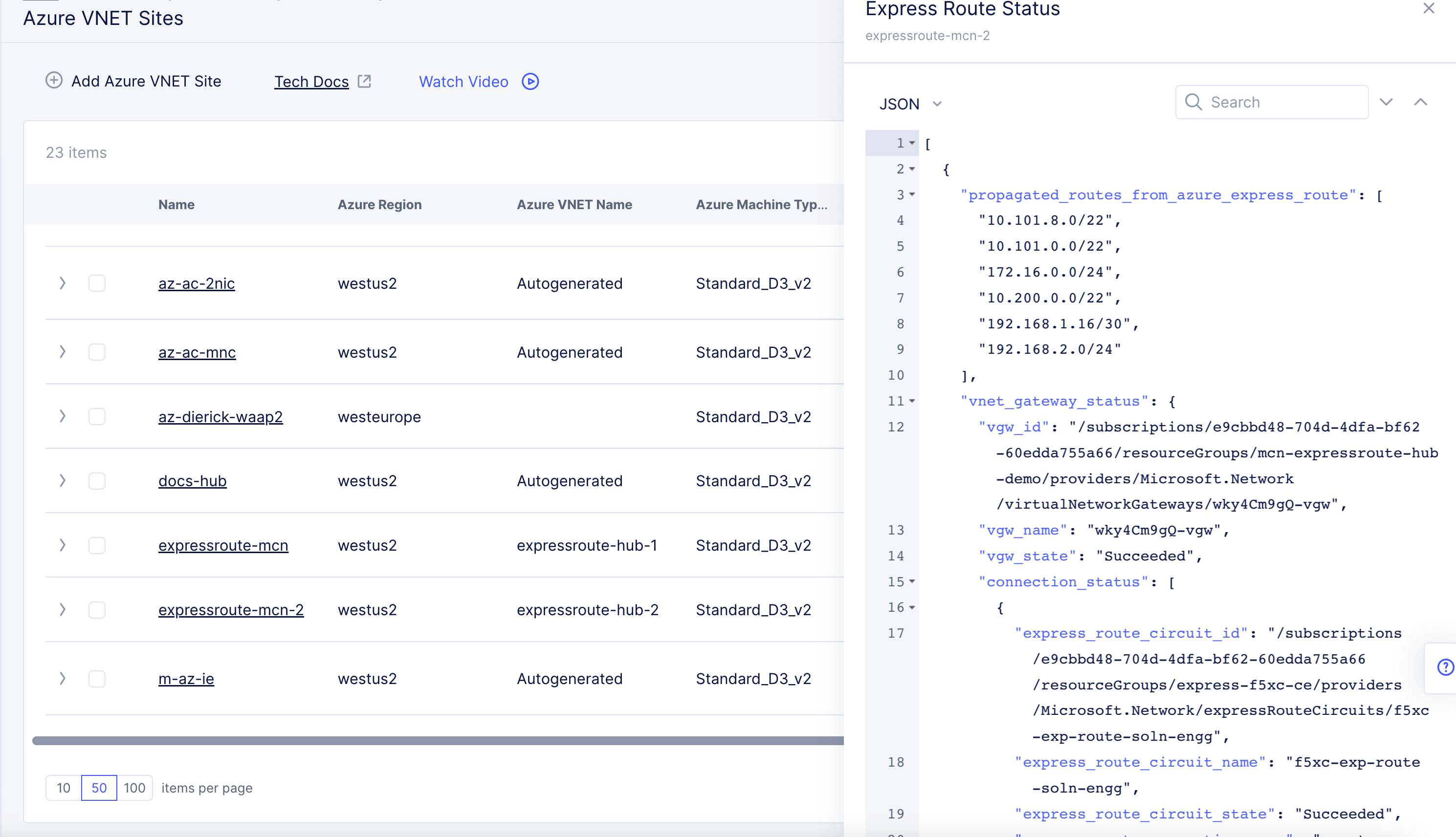 Figure: View ExpressRoute Status
