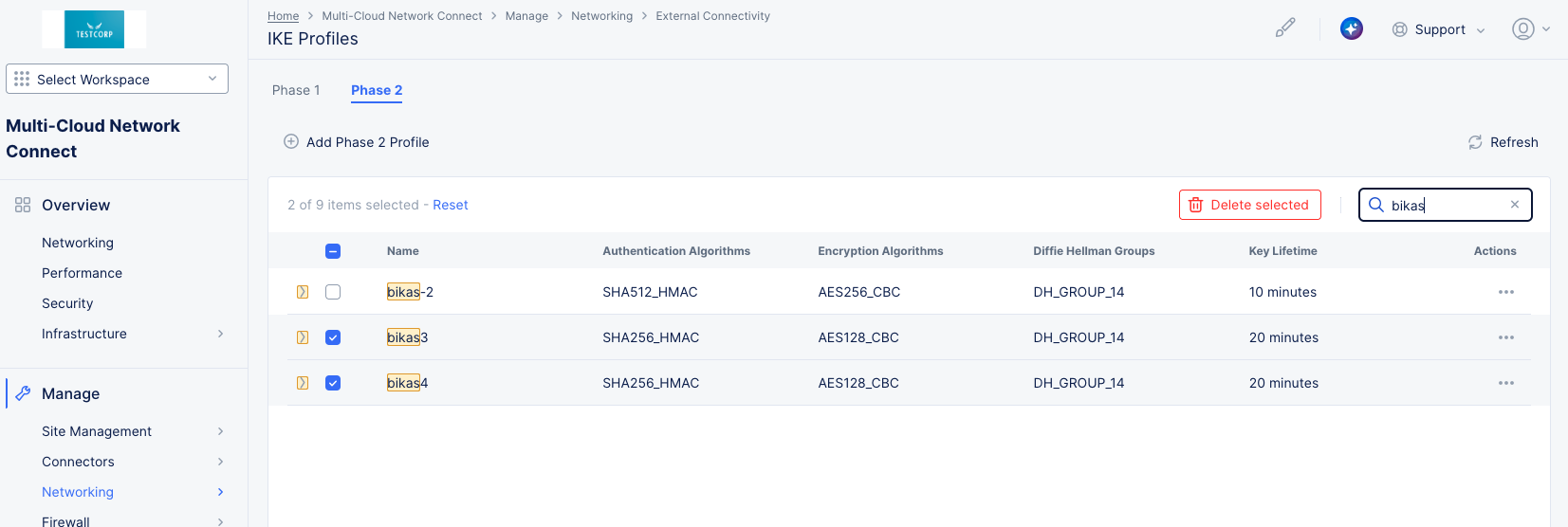 Figure: Delete IKE Profiles