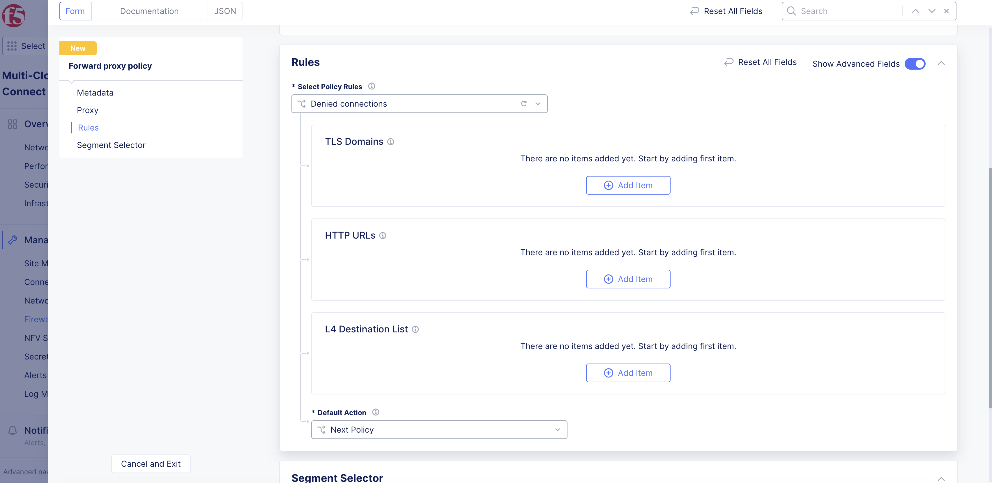 Figure: Policy Rules Configuration